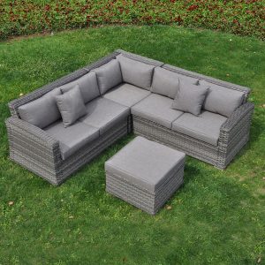 7pc wicker sofa set sectional couch cushioned furniture