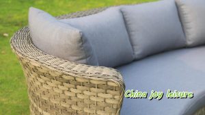 Finest China Half moon Curved Rattan Corner Sofa Set Sale